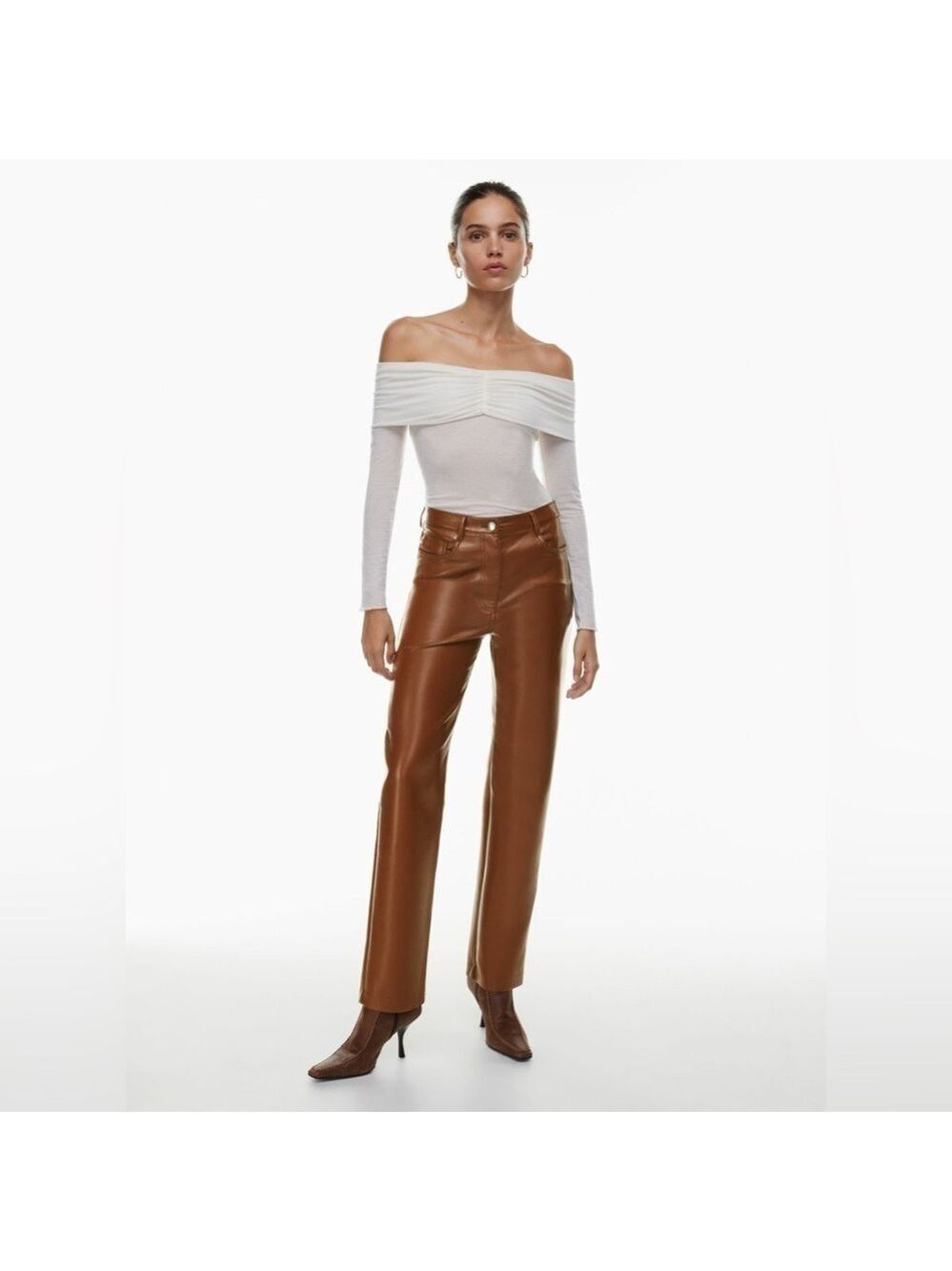 Wilfred The Melina™ Aritzia Vegan Leather Pants in Cognac. Size 10